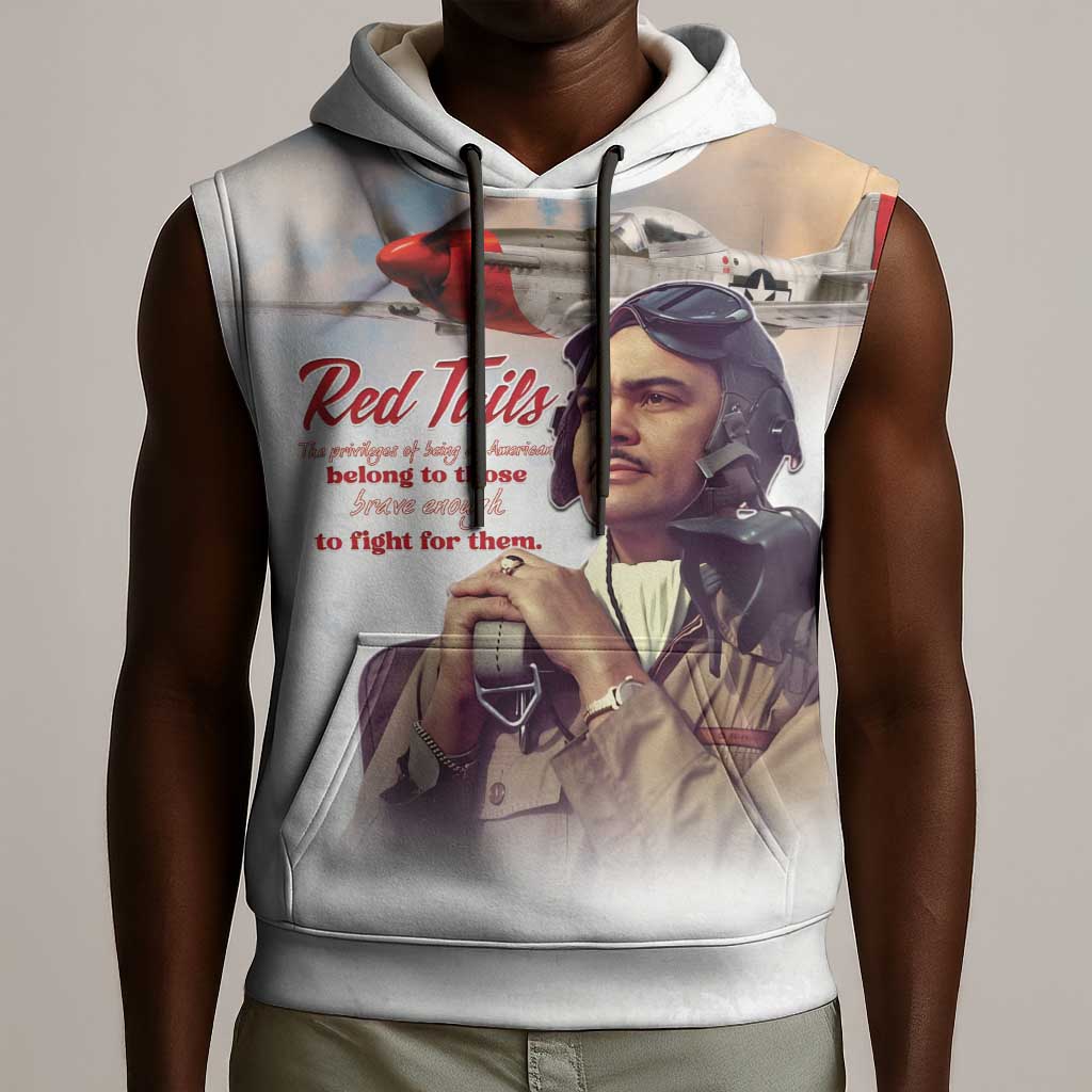 Sky Leaders of WWII Sleeveless Hoodie Red Tails Tuskegee Tribute - African Pride