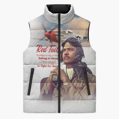 Tuskegee Airmen Red Tails Sleeveless Puffer Jacket Brave Enough to Fight
