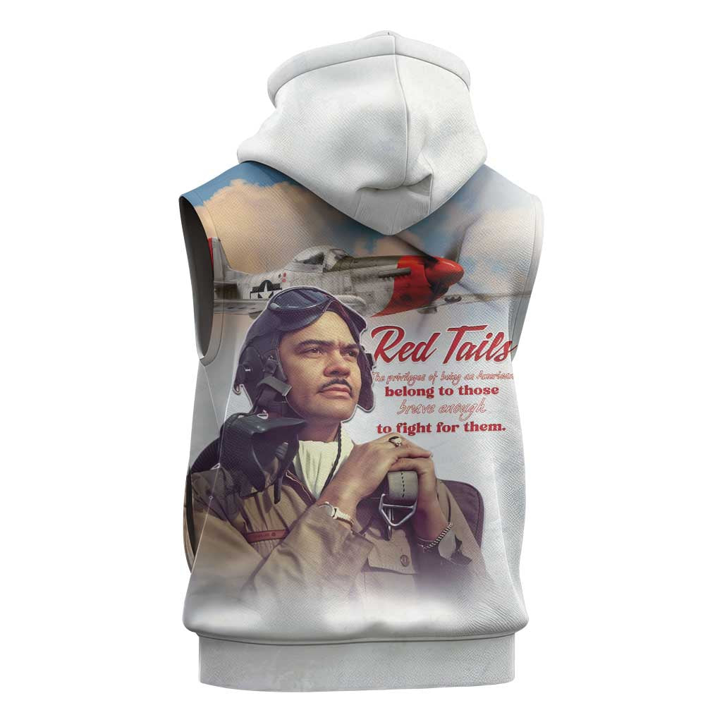 Sky Leaders of WWII Sleeveless Zip Hoodie Red Tails Tuskegee Tribute - African Pride