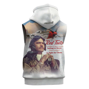 Sky Leaders of WWII Sleeveless Zip Hoodie Red Tails Tuskegee Tribute - African Pride