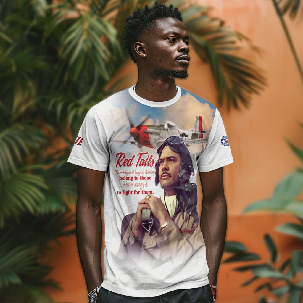Sky Leaders of WWII T shirt Red Tails Tuskegee Tribute - African Pride