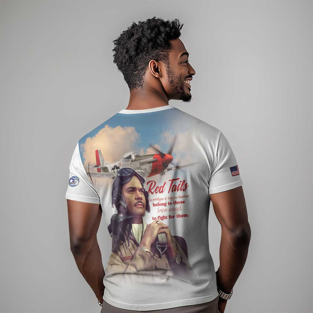 Sky Leaders of WWII T shirt Red Tails Tuskegee Tribute - African Pride