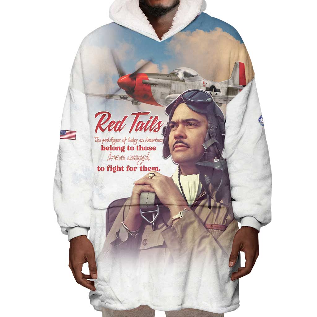 Sky Leaders of WWII Wearable Blanket Hoodie Red Tails Tuskegee Tribute - African Pride