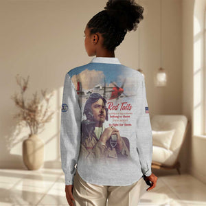 Sky Leaders of WWII Women Casual Shirt Red Tails Tuskegee Tribute - African Pride