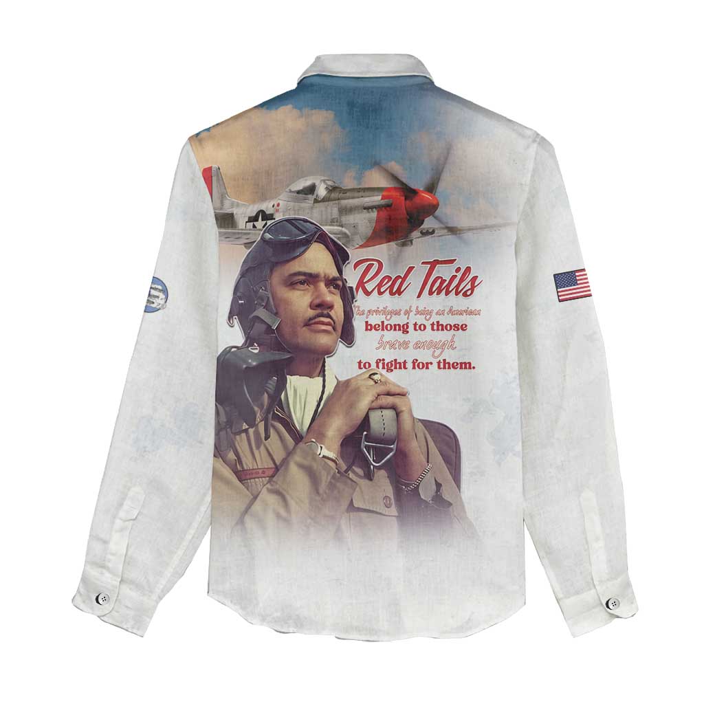 Sky Leaders of WWII Women Casual Shirt Red Tails Tuskegee Tribute - African Pride