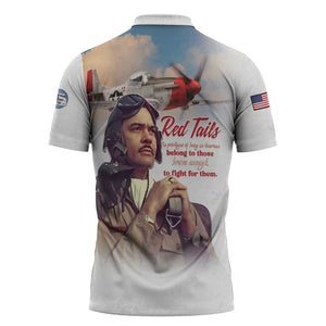 Tuskegee Airmen Red Tails Zipper Polo Shirt Brave Enough to Fight