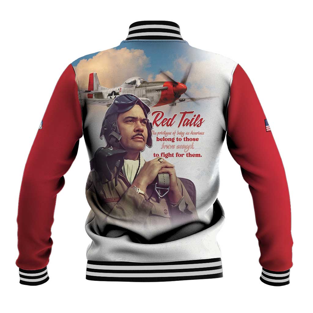 Sky Leaders of WWII Baseball Jacket Red Tails Tuskegee Tribute - Red - African Pride