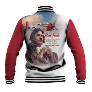 Sky Leaders of WWII Baseball Jacket Red Tails Tuskegee Tribute - Red - African Pride