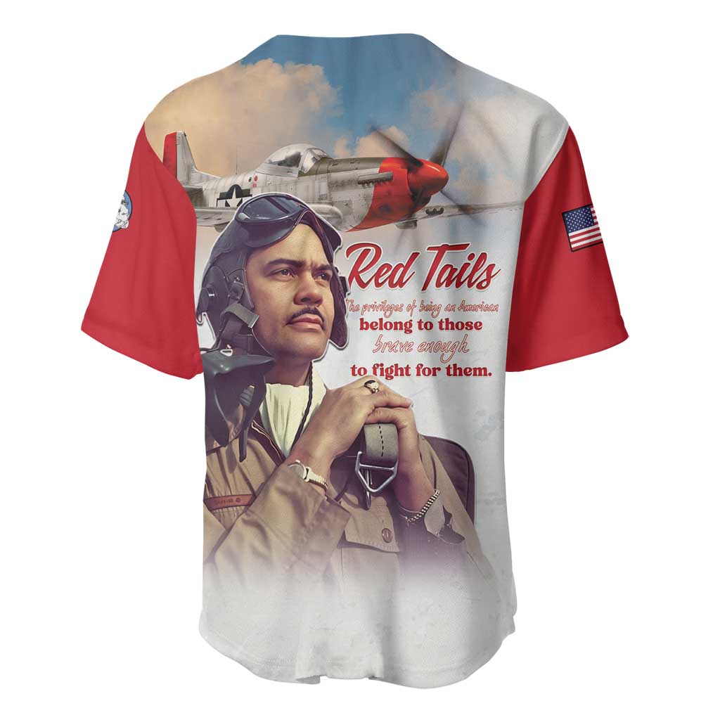 Sky Leaders of WWII Baseball Jersey Red Tails Tuskegee Tribute - Red LT15
