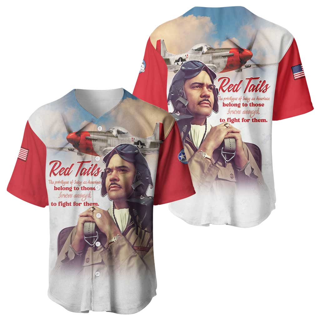 Sky Leaders of WWII Baseball Jersey Red Tails Tuskegee Tribute - Red LT15