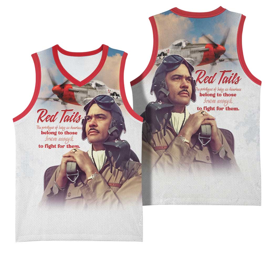 Sky Leaders of WWII Basketball Jersey Red Tails Tuskegee Tribute - Red - African Pride