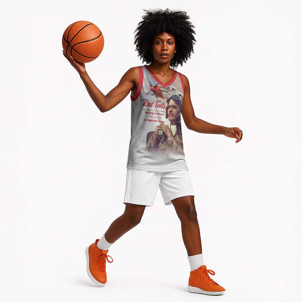 Sky Leaders of WWII Basketball Jersey Red Tails Tuskegee Tribute - Red - African Pride