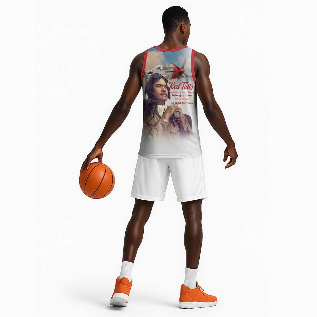 Sky Leaders of WWII Basketball Jersey Red Tails Tuskegee Tribute - Red - African Pride