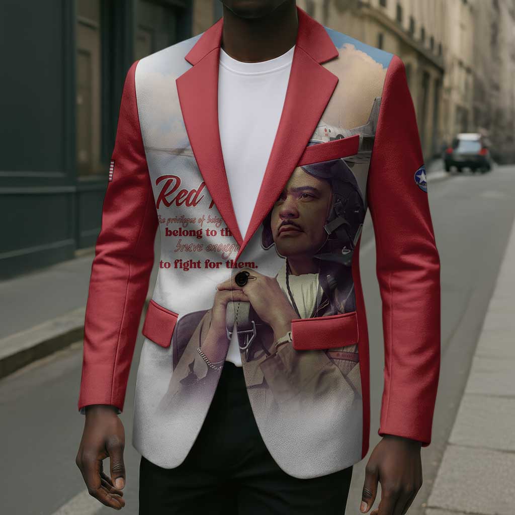 Tuskegee Airmen Red Tails Blazer Red - Brave Enough to Fight
