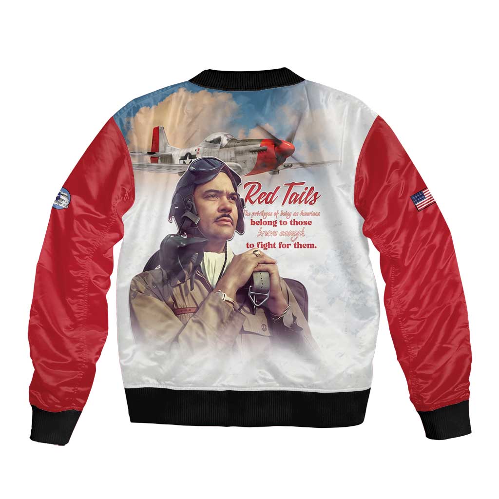 Sky Leaders of WWII Bomber Jacket Red Tails Tuskegee Tribute - Red - African Pride