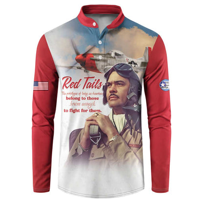 Tuskegee Airmen Red Tails Button Sweatshirt Red - Brave Enough to Fight