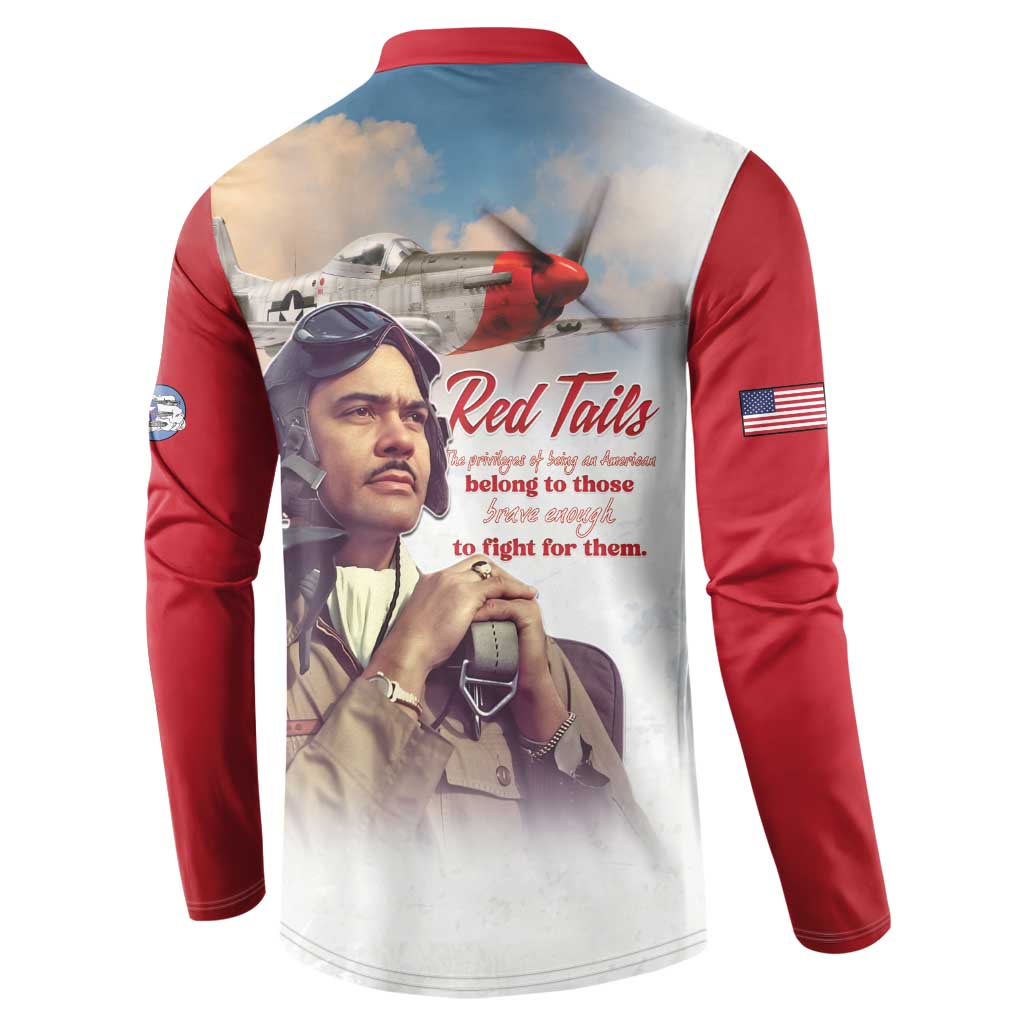 Tuskegee Airmen Red Tails Button Sweatshirt Red - Brave Enough to Fight
