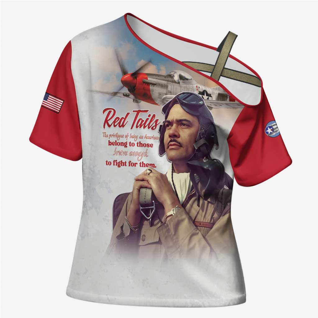 Tuskegee Airmen Red Tails Cross Shoulder Shirt Red - Brave Enough to Fight