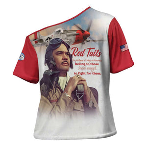 Tuskegee Airmen Red Tails Cross Shoulder Shirt Red - Brave Enough to Fight