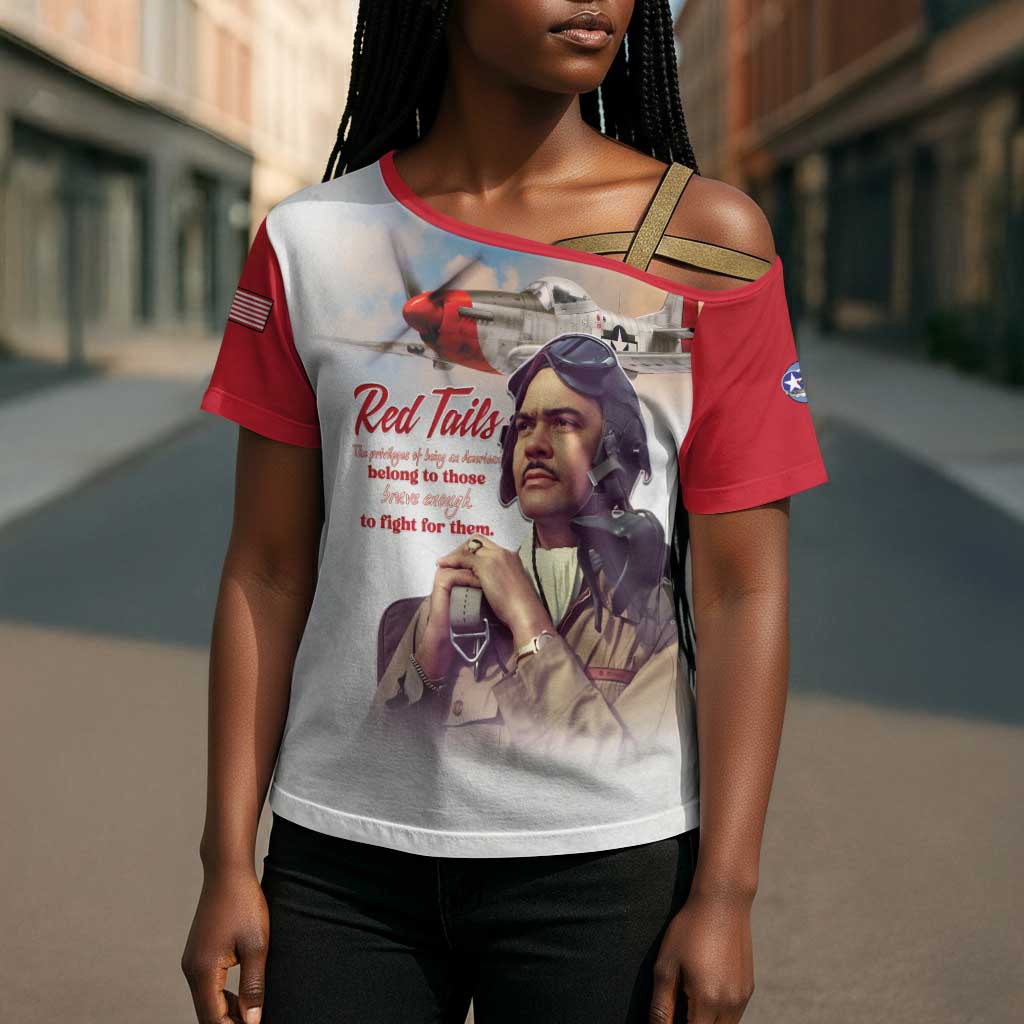 Tuskegee Airmen Red Tails Cross Shoulder Shirt Red - Brave Enough to Fight