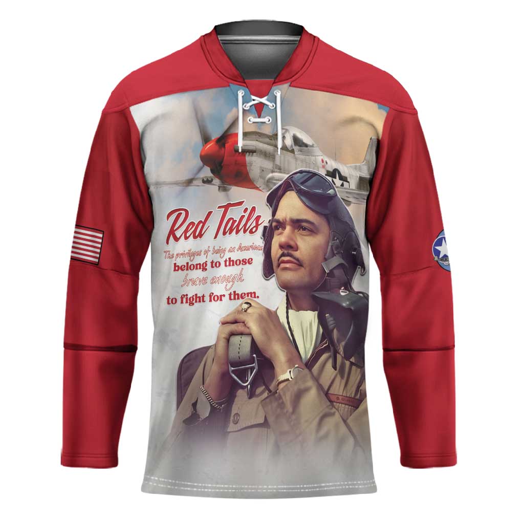 Tuskegee Airmen Red Tails Hockey Jersey Red - Brave Enough to Fight