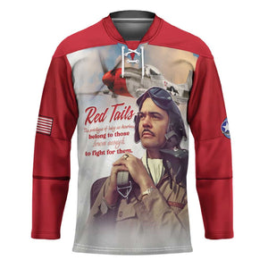 Tuskegee Airmen Red Tails Hockey Jersey Red - Brave Enough to Fight