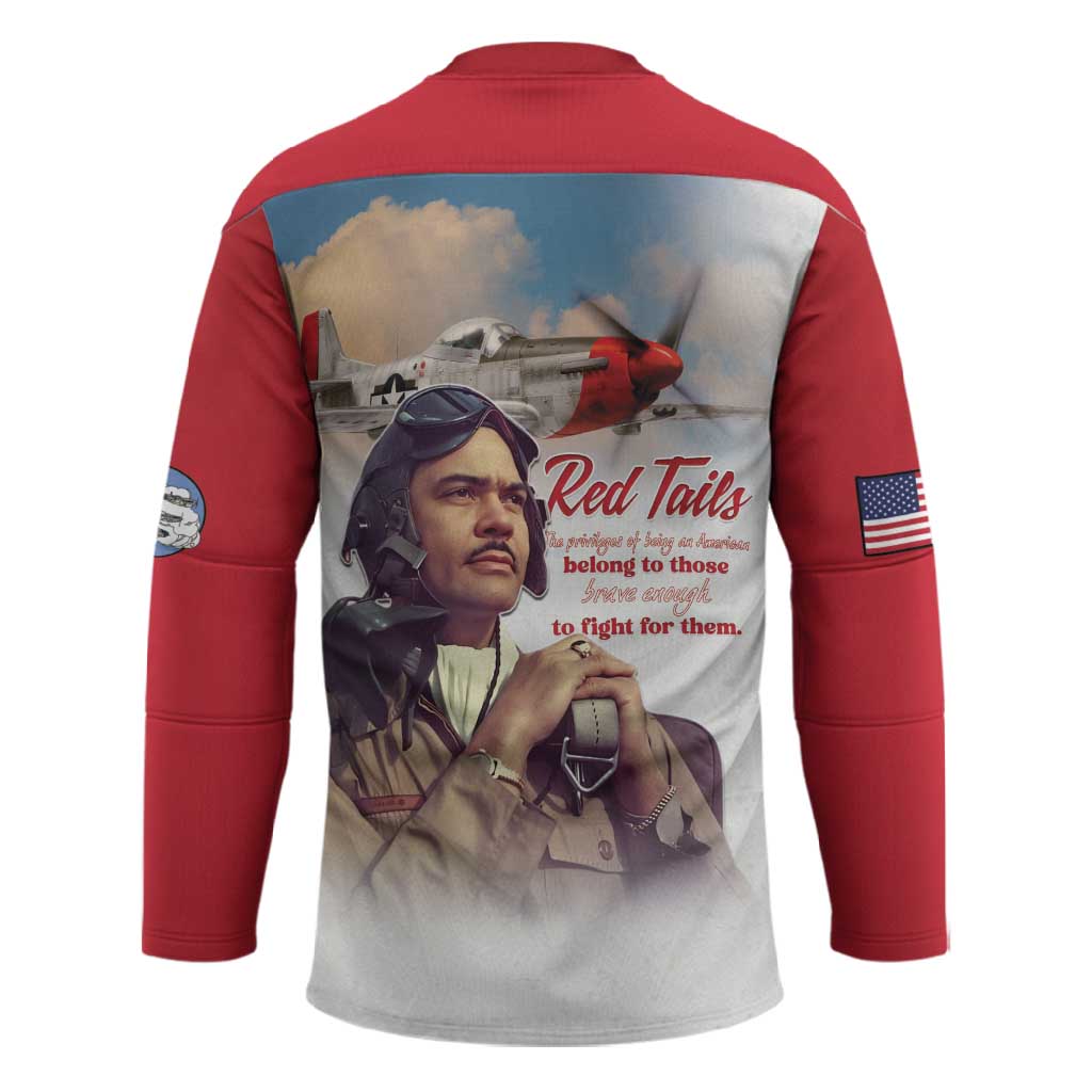 Tuskegee Airmen Red Tails Hockey Jersey Red - Brave Enough to Fight