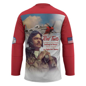 Tuskegee Airmen Red Tails Hockey Jersey Red - Brave Enough to Fight