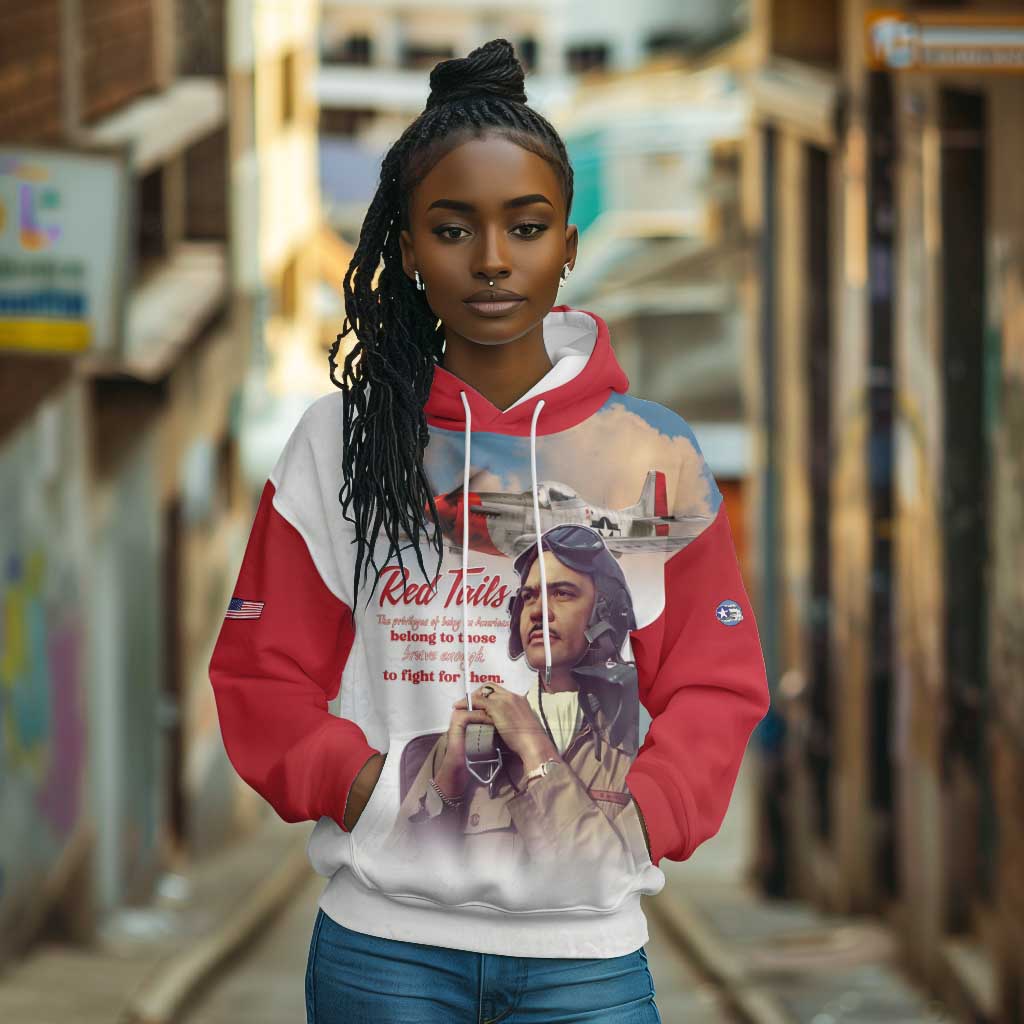 Sky Leaders of WWII Hoodie Red Tails Tuskegee Tribute - Red - African Pride