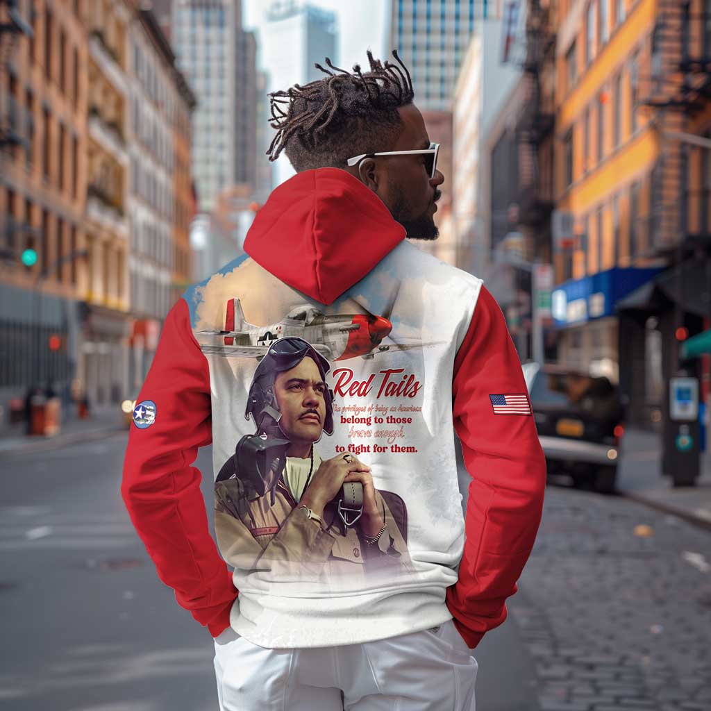 Sky Leaders of WWII Hoodie Red Tails Tuskegee Tribute - Red - African Pride