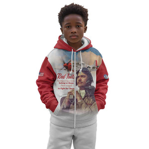 Sky Leaders of WWII Kid Hoodie Red Tails Tuskegee Tribute - Red - African Pride