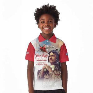 Sky Leaders of WWII Kid Polo Shirt Red Tails Tuskegee Tribute - Red - African Pride