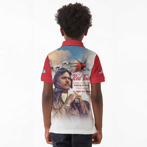 Sky Leaders of WWII Kid Polo Shirt Red Tails Tuskegee Tribute - Red - African Pride