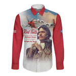 Sky Leaders of WWII Long Sleeve Button Shirt Red Tails Tuskegee Tribute - Red - African Pride