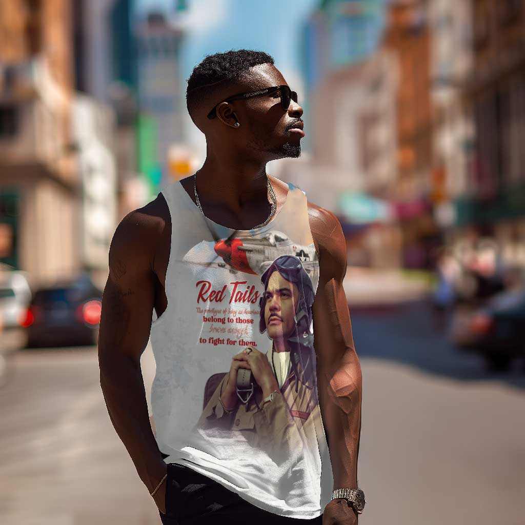 Sky Leaders of WWII Men Tank Top Red Tails Tuskegee Tribute - Red - African Pride