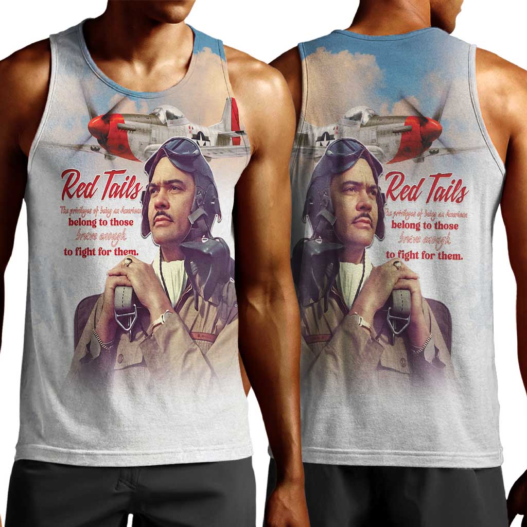 Sky Leaders of WWII Men Tank Top Red Tails Tuskegee Tribute - Red - African Pride