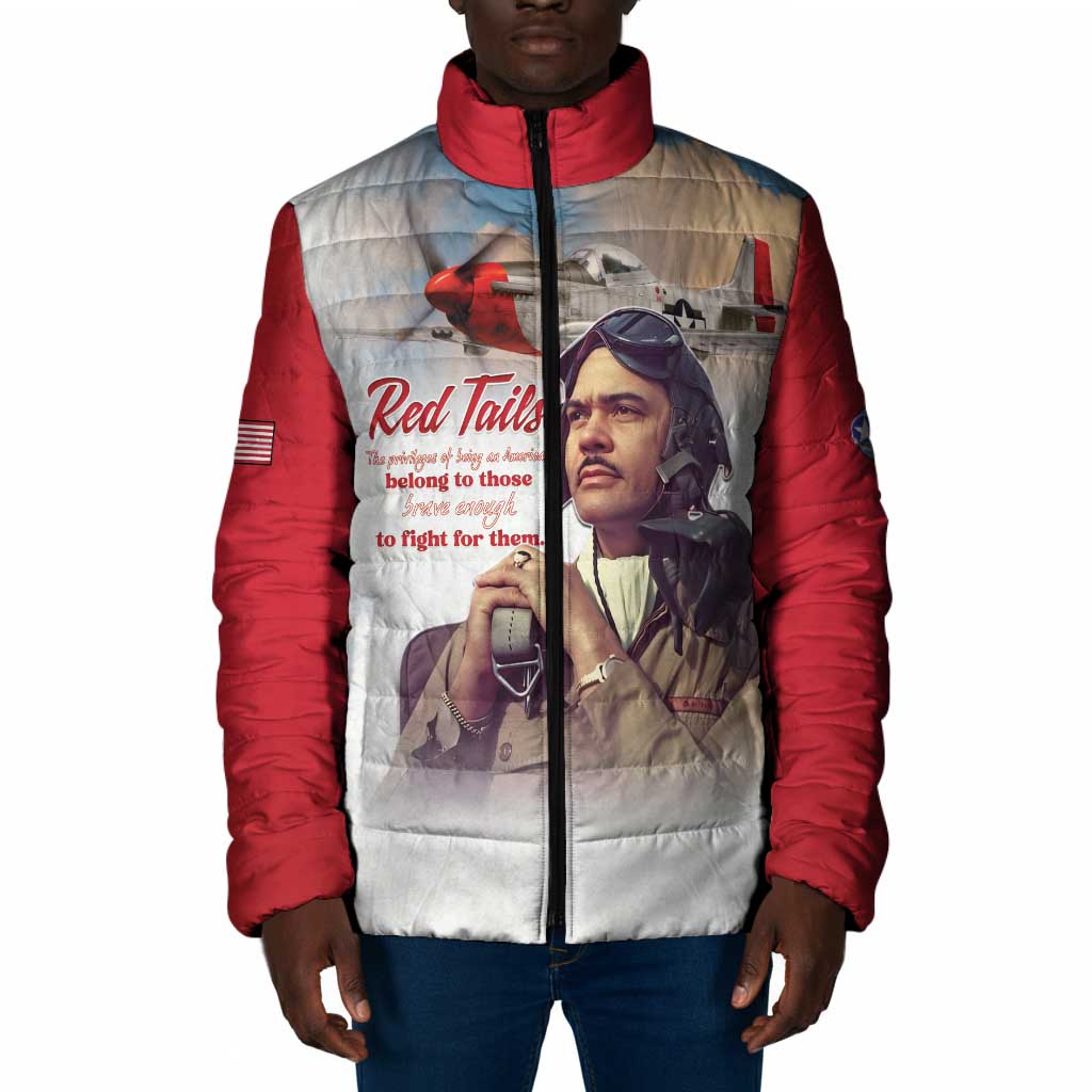 Tuskegee Airmen Red Tails Padded Jacket Red - Brave Enough to Fight