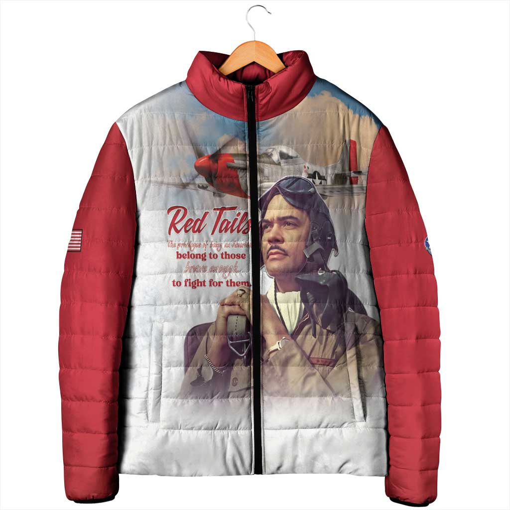 Tuskegee Airmen Red Tails Padded Jacket Red - Brave Enough to Fight
