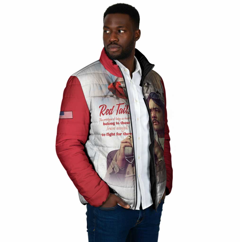 Tuskegee Airmen Red Tails Padded Jacket Red - Brave Enough to Fight