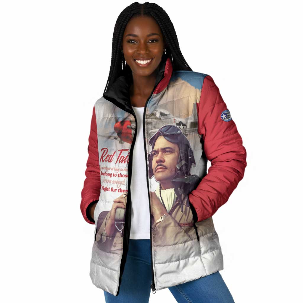 Tuskegee Airmen Red Tails Padded Jacket Red - Brave Enough to Fight