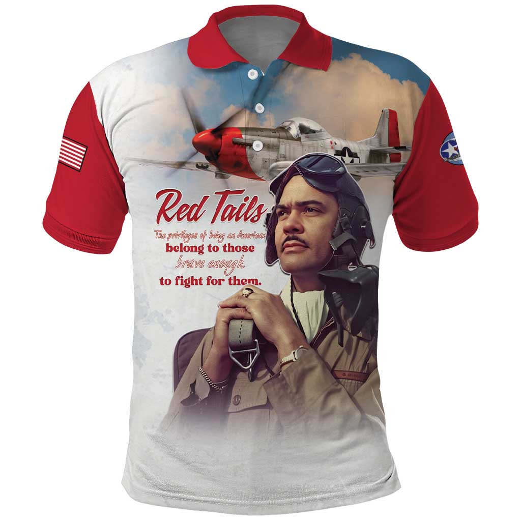 Sky Leaders of WWII Polo Shirt Red Tails Tuskegee Tribute - Red LT15