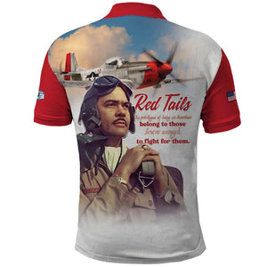 Sky Leaders of WWII Polo Shirt Red Tails Tuskegee Tribute - Red - African Pride