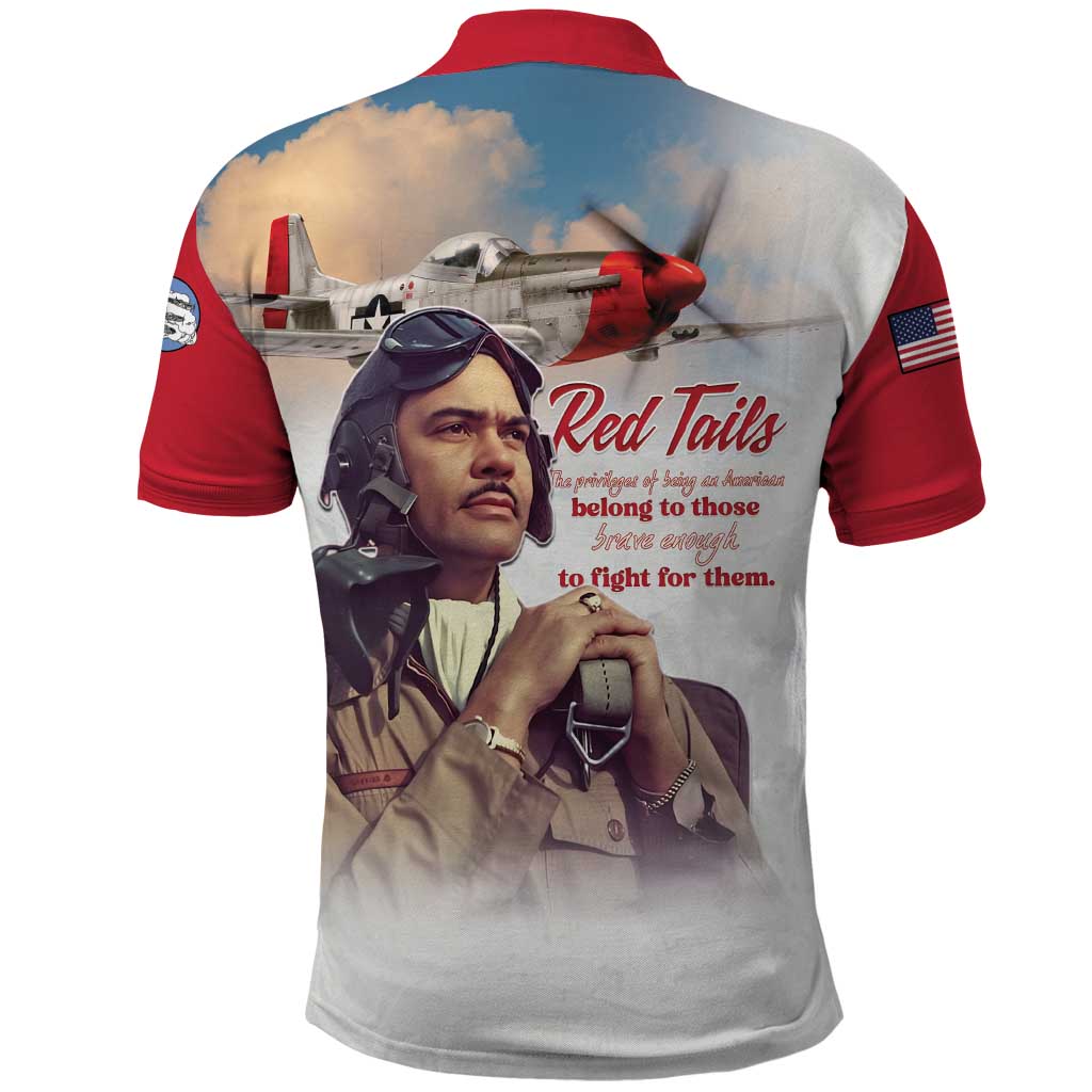 Sky Leaders of WWII Polo Shirt Red Tails Tuskegee Tribute - Red LT15