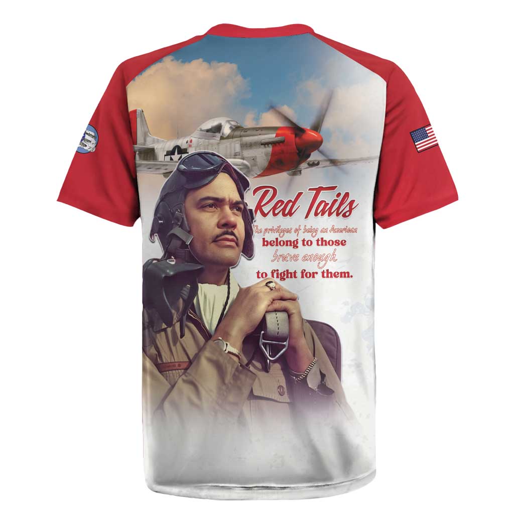 Sky Leaders of WWII Rugby Jersey Red Tails Tuskegee Tribute - Red - African Pride