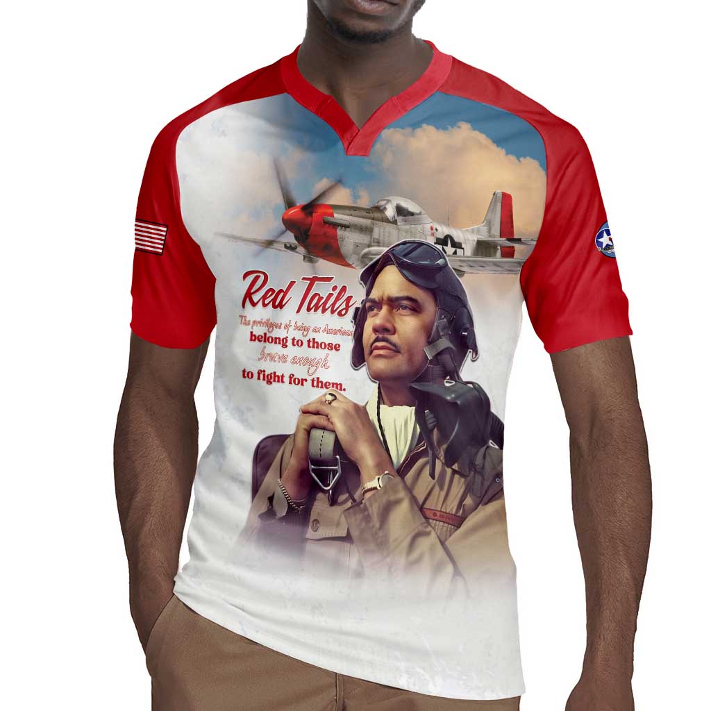 Sky Leaders of WWII Rugby Jersey Red Tails Tuskegee Tribute - Red - African Pride