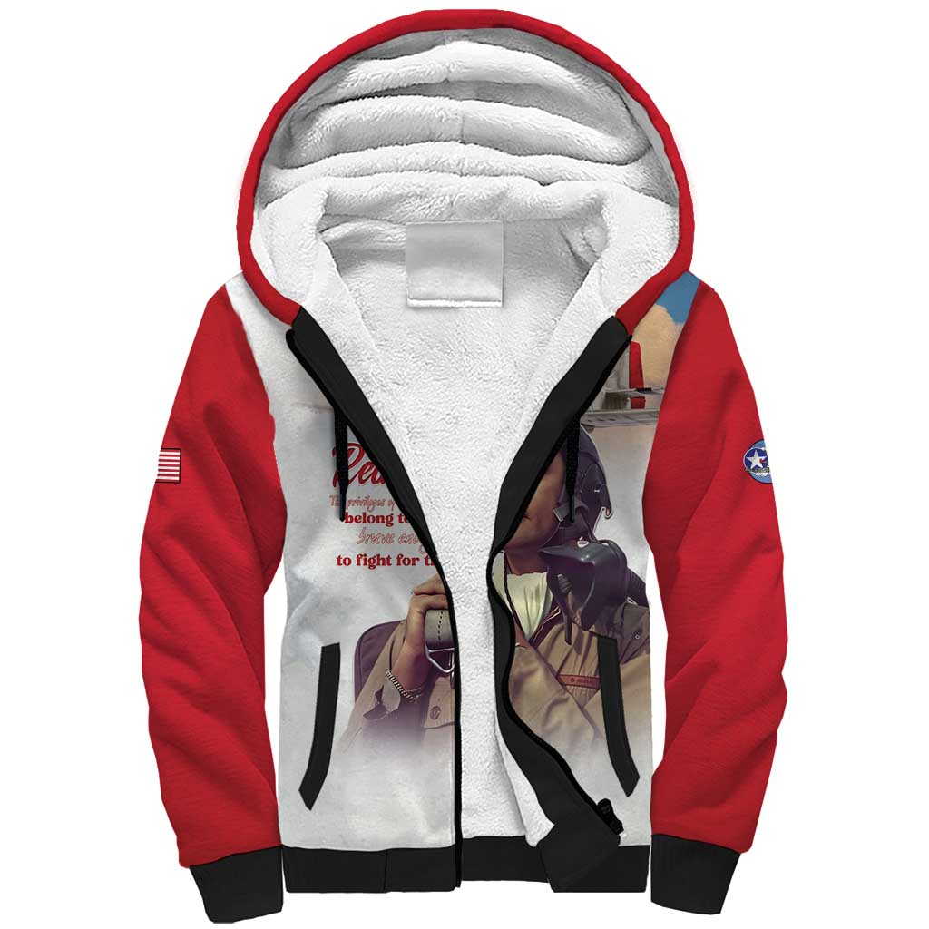 Sky Leaders of WWII Sherpa Hoodie Red Tails Tuskegee Tribute - Red - African Pride