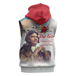 Sky Leaders of WWII Sleeveless Hoodie Red Tails Tuskegee Tribute - Red - African Pride