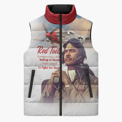 Tuskegee Airmen Red Tails Sleeveless Puffer Jacket Red - Brave Enough to Fight