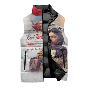 Tuskegee Airmen Red Tails Sleeveless Puffer Jacket Red - Brave Enough to Fight