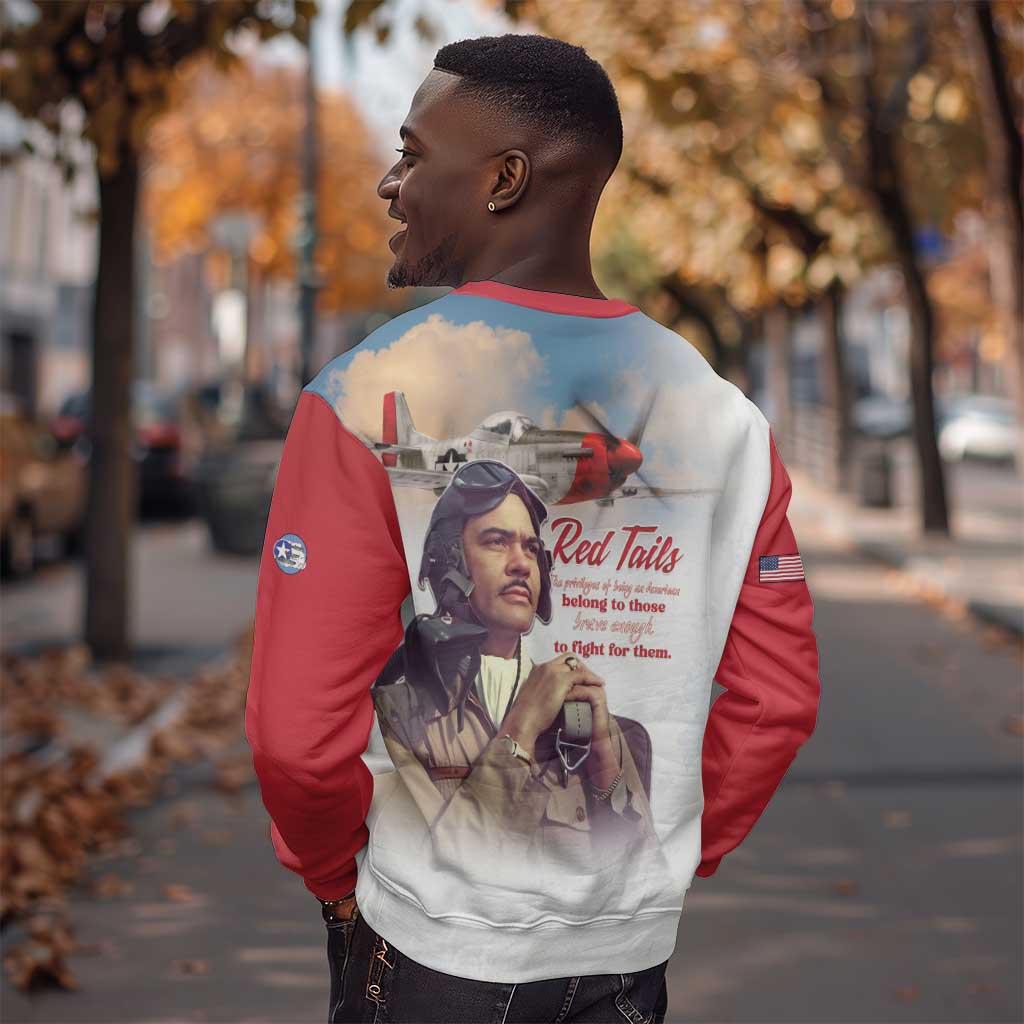 Sky Leaders of WWII Sweatshirt Red Tails Tuskegee Tribute - Red - African Pride